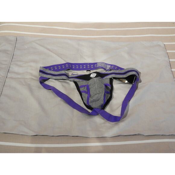 Breedwell Jockstrap "New Wave" Grey/Purple Gym Kink w/Pop of Power Bottom XXL - Picture 4 of 5